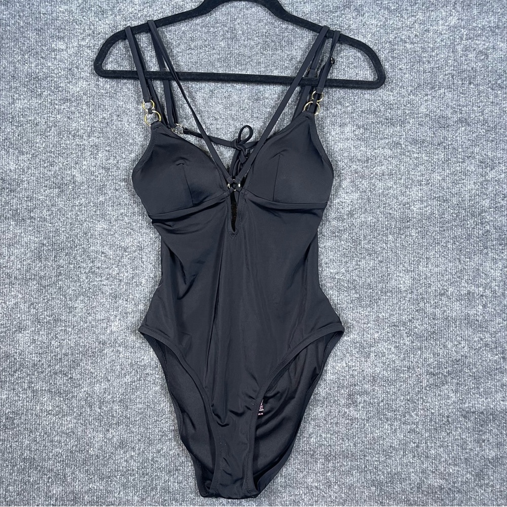 Victoria's Secret Black One-Piece Swimsuit with Gold Hardware